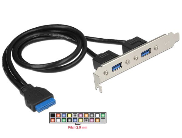 DELOCK Cable USB 3.0 2x Type-A female σε 19pin header female