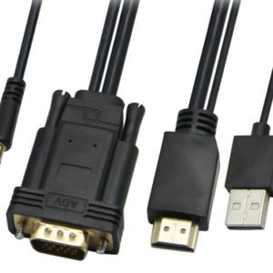 POWERTECH Καλώδιο HDMI(M) & USB(M) σε VGA(M) & 3.5mm(M)